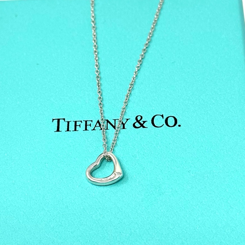 Authentic Tiffany & CO. Elsa Peretti Mini Open Heart Necklace. - Picture 8 of 13